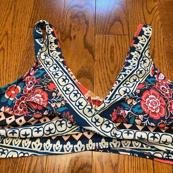 Bikini 2pc Lined Criss Cross top Floral adjustable bottoms Swimsuit NEW Size XL - Picture 6 of 12